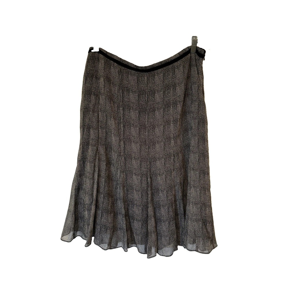 Jones New York Collection Skirt Women 14P Black White Silk Houndstooth ALine